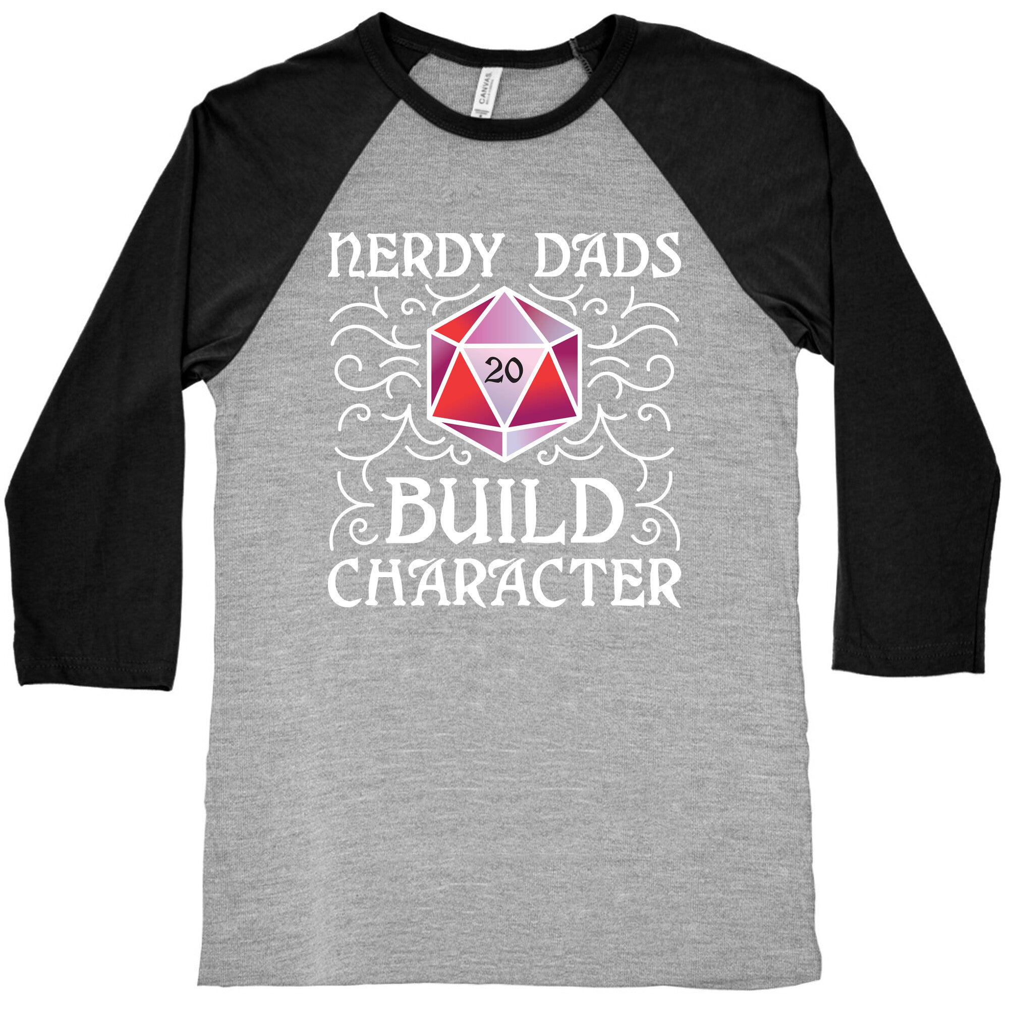Nerdy Dads Build Character Baseball Tee